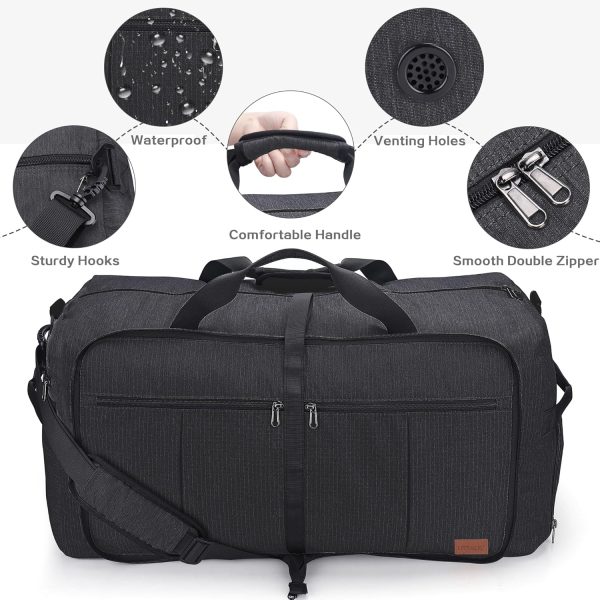 120L Foldable Collapsible Waterproof Travel Duffel Bag for Men and Women with Shoe Compartment - Image 4