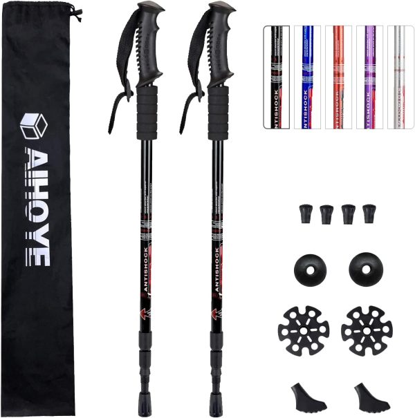 Aihoye Hiking Trekking Poles, 2 Pack Collapsible,Lightweight, Anti Shock, Hiking or Walking Sticks,Adjustable Hiking Pole for Men and Women