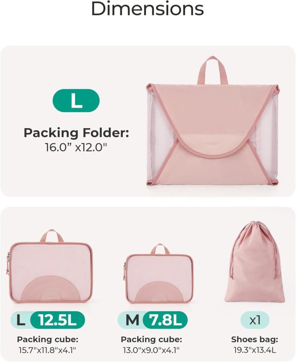 BAGSMART Garment Folder Packing Cubes for Travel, 4 Set Lightweight Travel Cubes for Wrinkle Free, Durable Suitcase Organizers Bag Set for Travel Essentials Baby Pink - Image 5