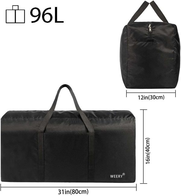 Extra Large Duffle Bag,96L Lightweight Travel Bag, Foldable Waterproof Duffel Bag for Men Women,Black - Image 2