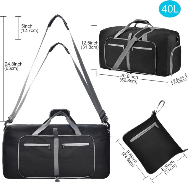 Duffle Bag with Shoes Compartment and Adjustable Strap,Foldable Travel Duffel Bags for Men Women,Waterproof Duffel Bags - Image 3