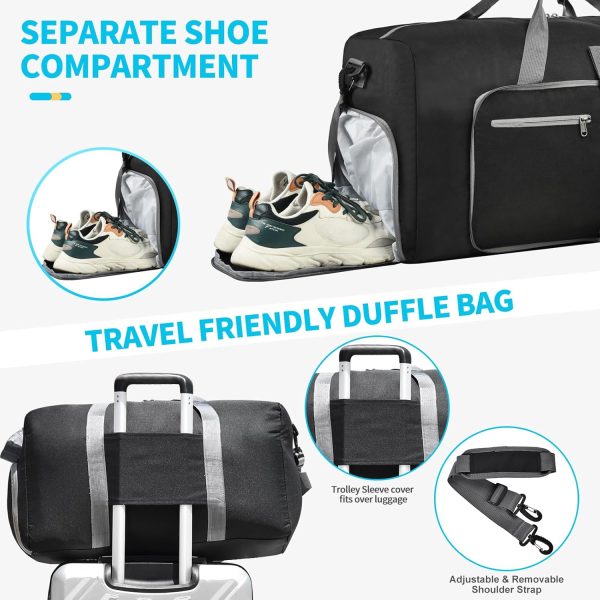 Duffle Bag with Shoes Compartment and Adjustable Strap,Foldable Travel Duffel Bags for Men Women,Waterproof Duffel Bags - Image 5