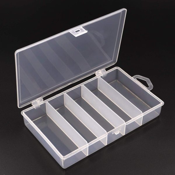 Honbay Clear Visible Plastic Fishing Tackle Accessory Box Fishing Lure Bait Hooks Storage Box Case Container Jewelry Making Findings Organizer Box Storage Container Case (M:7"x4.3"x1.2") - Image 2