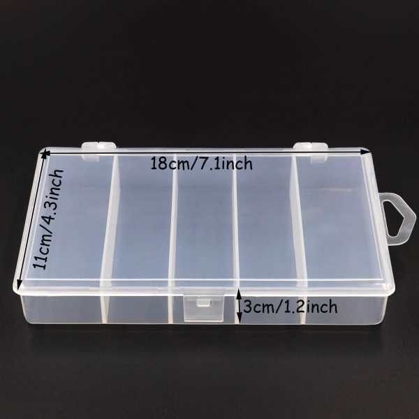 Honbay Clear Visible Plastic Fishing Tackle Accessory Box Fishing Lure Bait Hooks Storage Box Case Container Jewelry Making Findings Organizer Box Storage Container Case (M:7"x4.3"x1.2") - Image 3