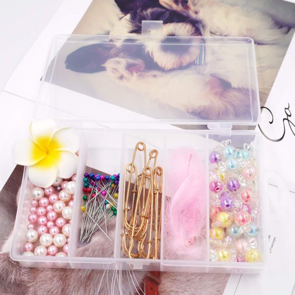 Honbay Clear Visible Plastic Fishing Tackle Accessory Box Fishing Lure Bait Hooks Storage Box Case Container Jewelry Making Findings Organizer Box Storage Container Case (M:7"x4.3"x1.2") - Image 4