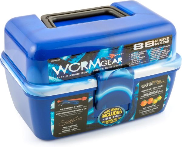 SOUTH BEND WG-TB88-B Wormgear 88Pc Ld D Tackle Box Blue, Multi