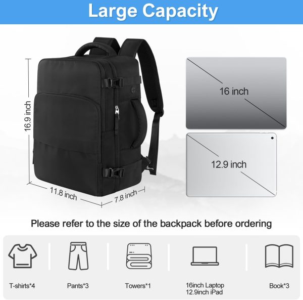 Travel Backpack for Men Women, Personal Item Travel Bag with Multi-Pockets, Airline Approved Carry on Backpack Fits 16inch Laptop, Waterproof Casual Backpack for College,Travel, Work - Image 7